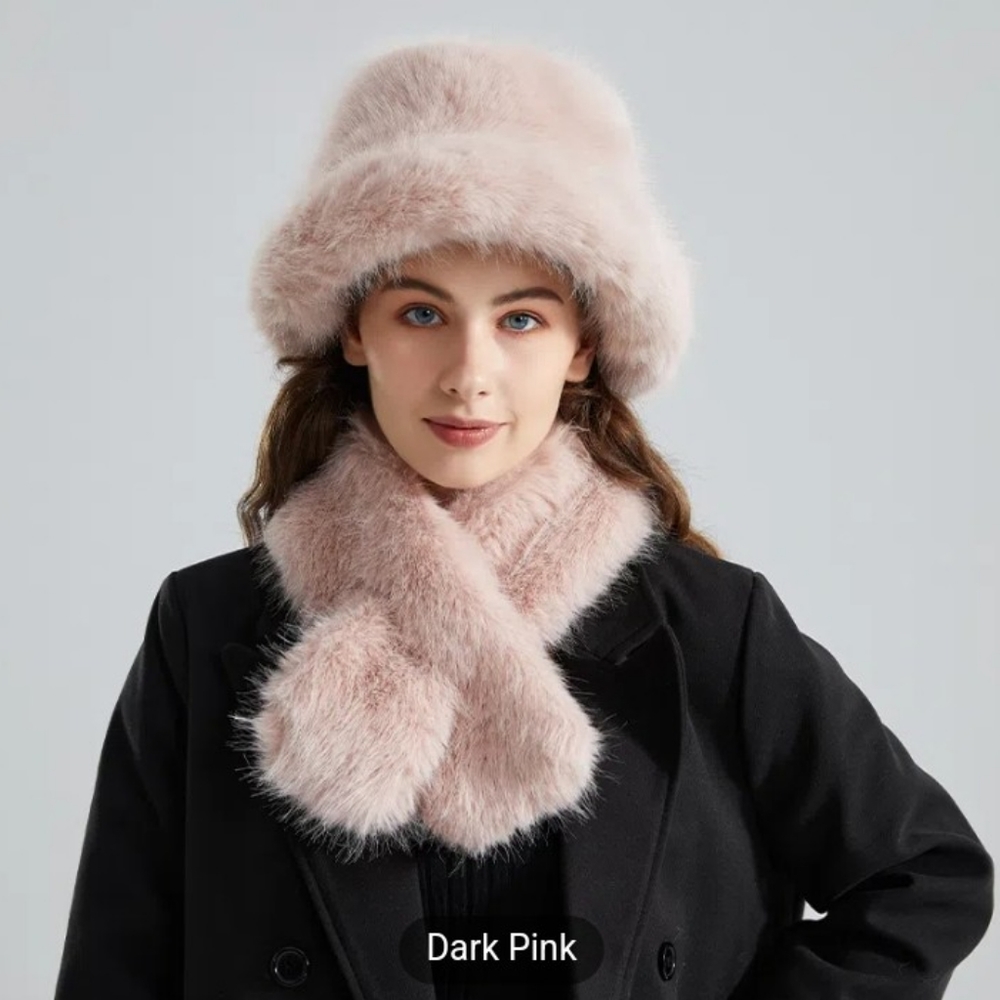 Blush pink Plush Hat and Scarf